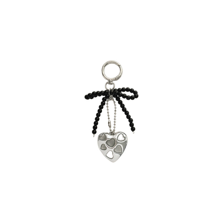 Heart-Shaped Charm Keychain with Beaded Bow Kalsten
