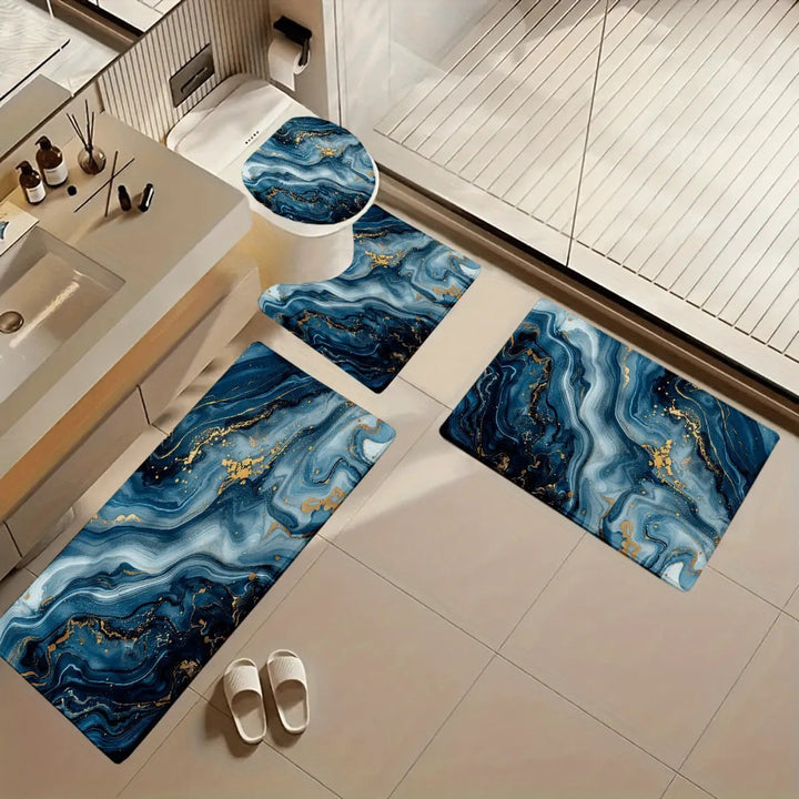 Artistic Marble Print Bath Mat Set Kalsten