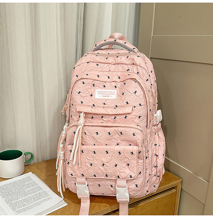 Multi-Compartment Quilted School Backpack