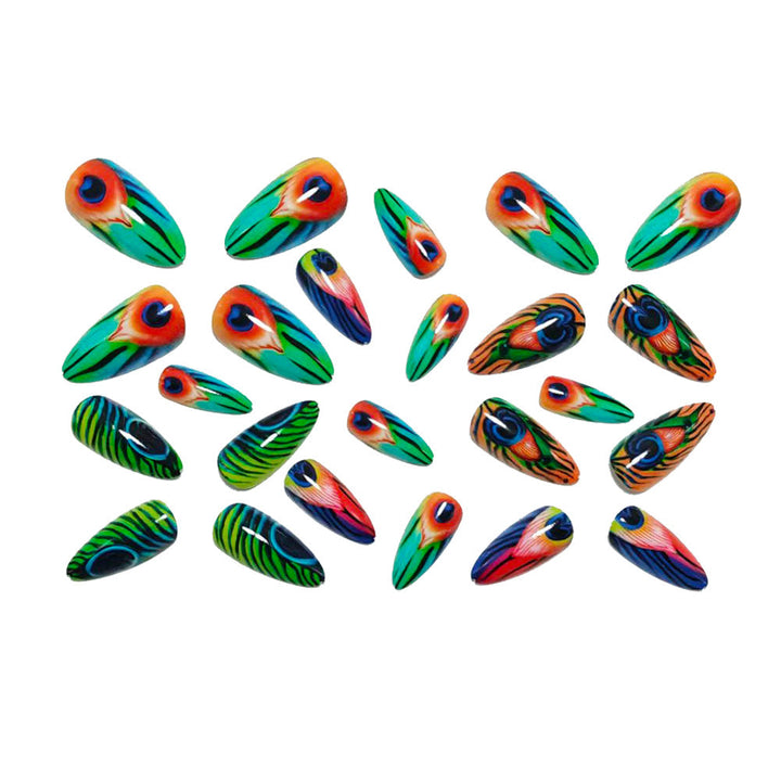 Artificial nails with artistic peacock pattern Kalsten