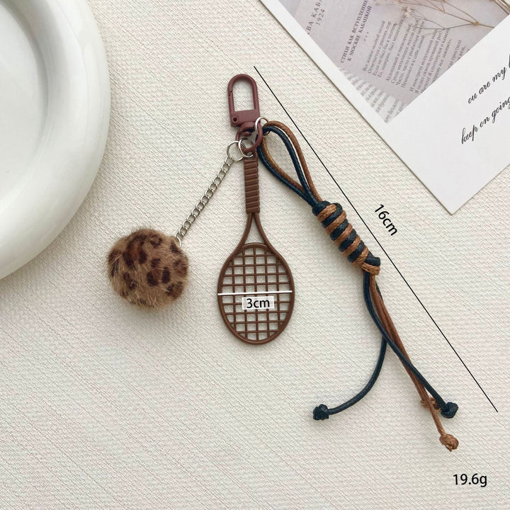 Tennis Racket and Fur Ball Keychain Kalsten