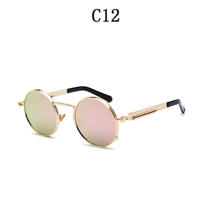 Ladies Round Metal Sunglasses with Mirrored Lenses Kalsten