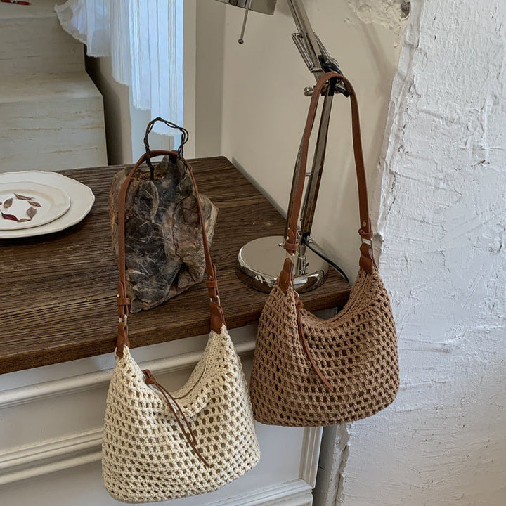 Trendy Mesh Bag with Leather Accents Kalsten