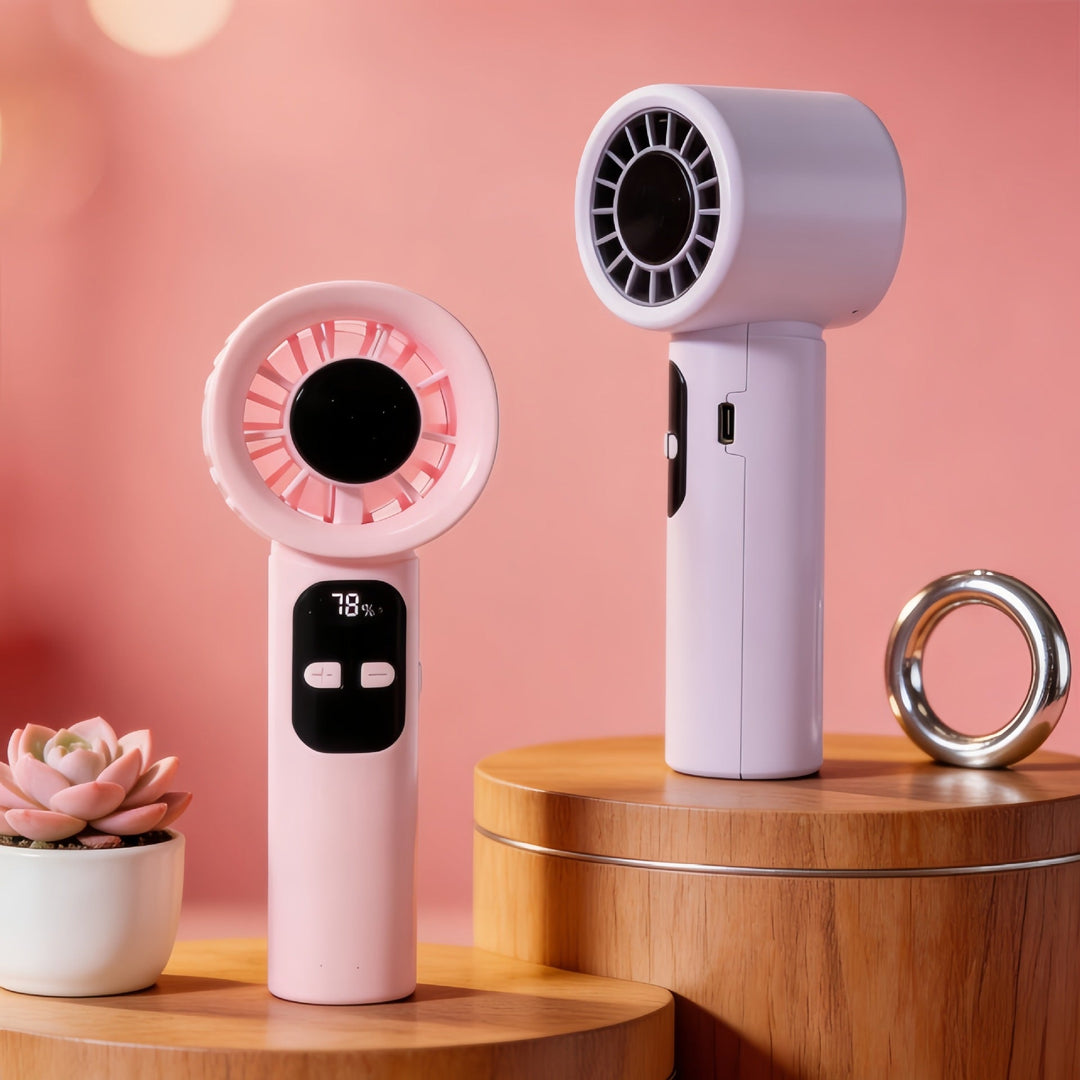 Ladies portable hand fan with digital speed display and ergonomic design Kalsten