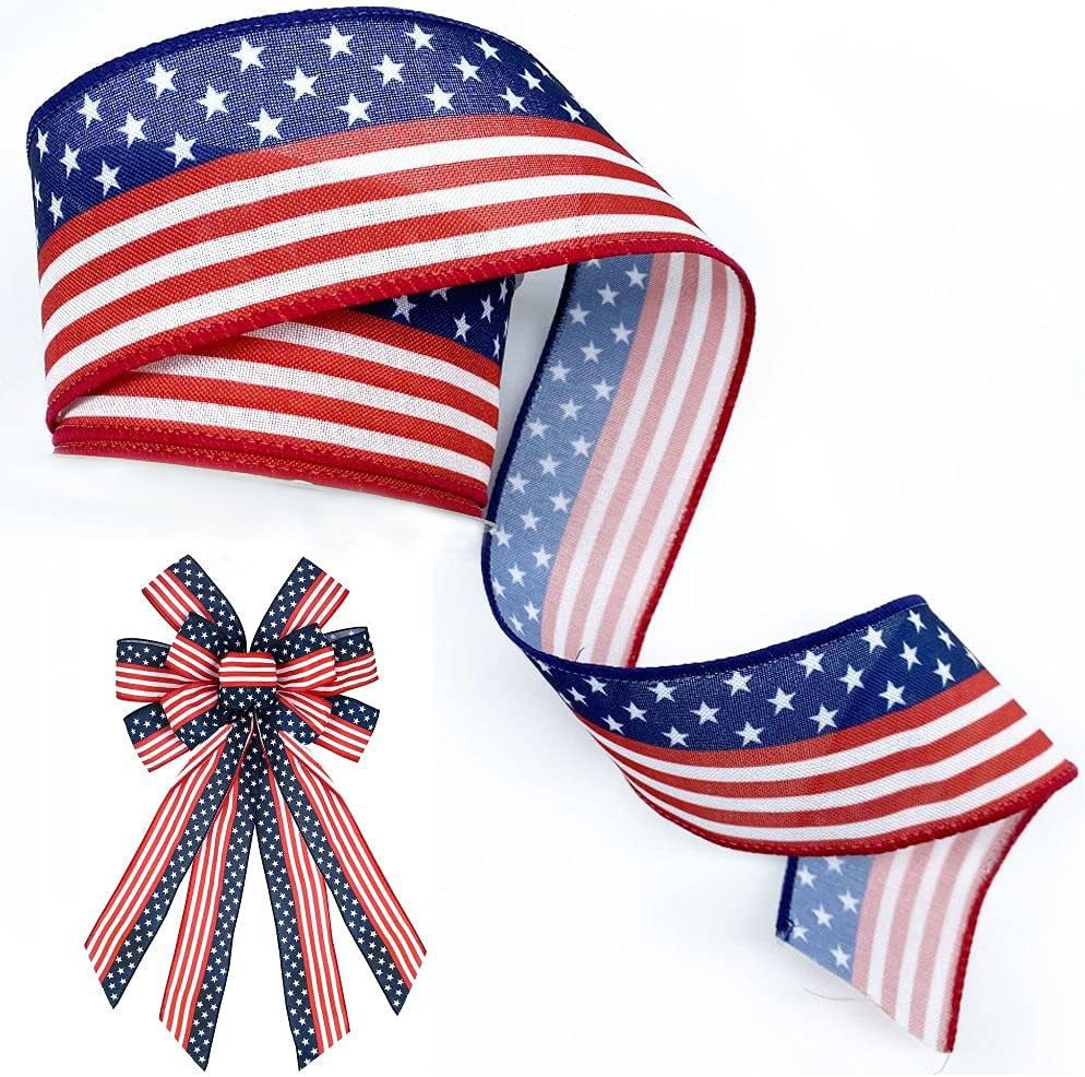 Unisex decorative bow in large size with long ribbons and star pattern for door and wall decoration Kalsten