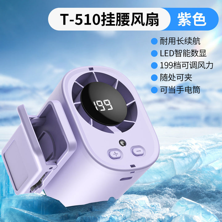 Unisex nan portable clip-on waist cooling fan with LED display Kalsten
