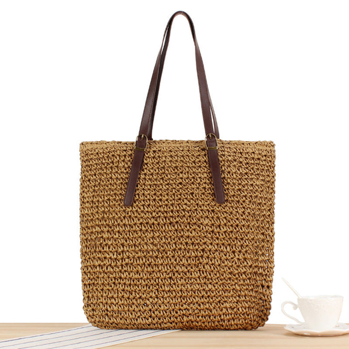 Handbag Made From Handcrafted Natural Material with Strong Leather Handles Kalsten
