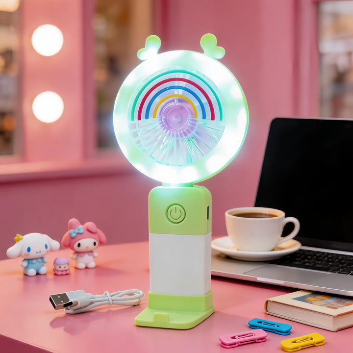 Women's Portable LED Hand Fan with Creative Light Effects Kalsten