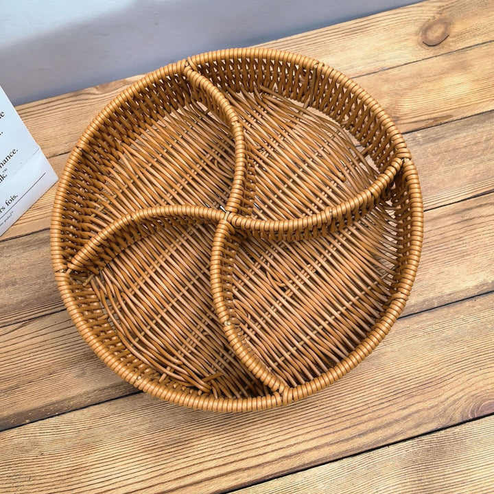 Ladies beef braided serving basket with three compartments Kalsten