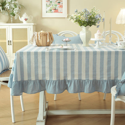 Ruffled Striped Tablecloth
