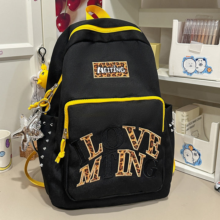 Casual Fashion-Forward Embroidered School Backpack