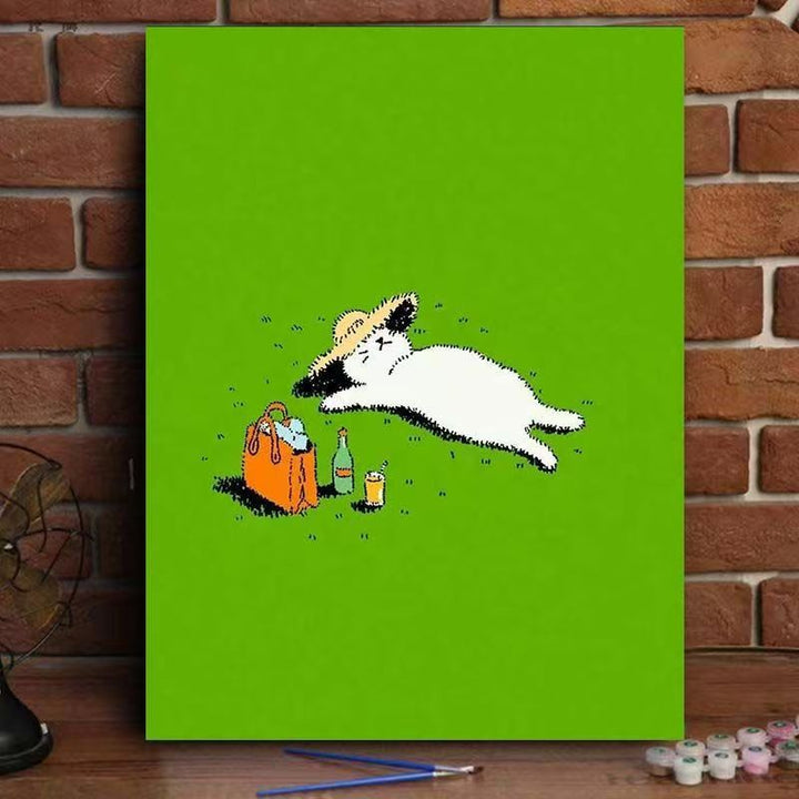Whimsical Cat Watering Plants Canvas Art Kalsten