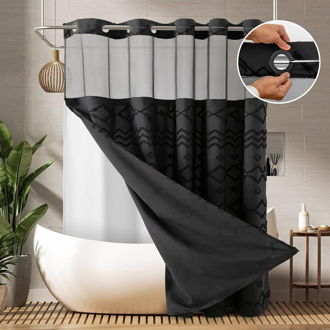 Textured Geometric Design Shower Curtain Kalsten