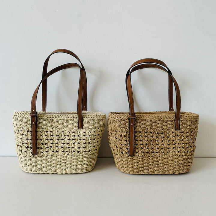Handcrafted beach bag with high-quality leather handles Kalsten