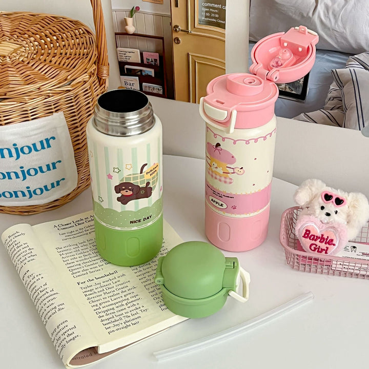 Ladies Insulated Water Bottle with Cheerful Dog Design Kalsten