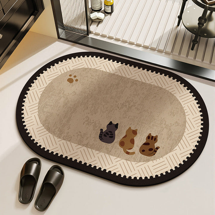 Cat-Themed Plush Kitchen Area Mat Kalsten