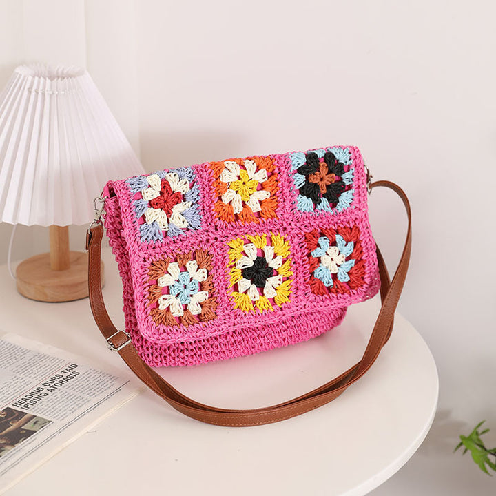 Fashionable shoulder bag with colorful crochet pattern Kalsten