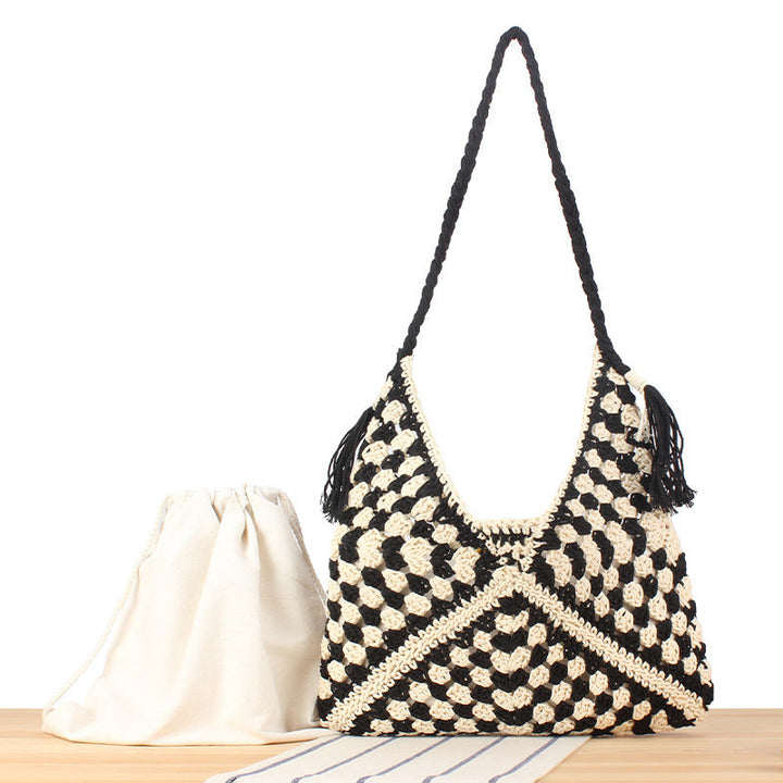 Handbag with artistic macrame design and durable inner bag Kalsten