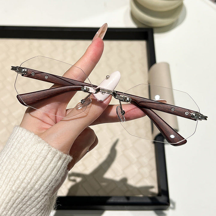 Women's futuristic sunglasses with geometric frame and wood details Kalsten