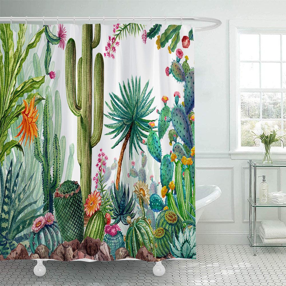 Cactus Garden-Themed Shower Curtain Kalsten