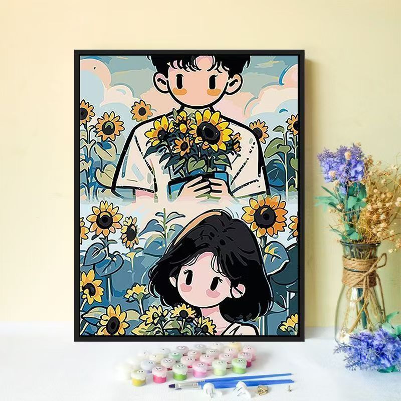Playful Illustrated Couple Wall Art Kalsten