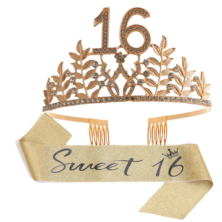Women's Glamorous Birthday Crown with Shining Rhinestones Kalsten