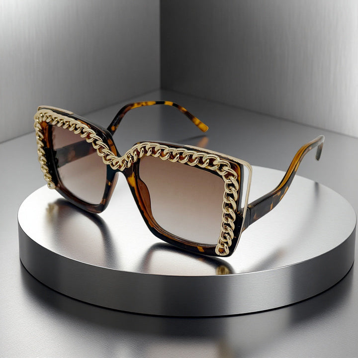 Women's fashionable oversized sunglasses with chain frame Kalsten