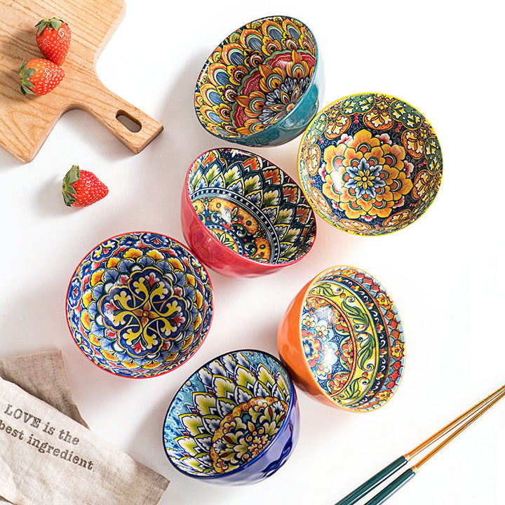 Decorative Artisan Dinner Bowls Set