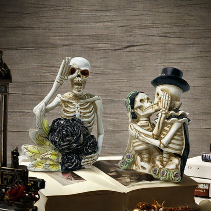 Stylish skeleton figure with top hat and black rose Acalora