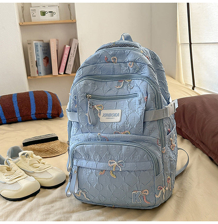 Decorative Embellished Quilted School Backpack