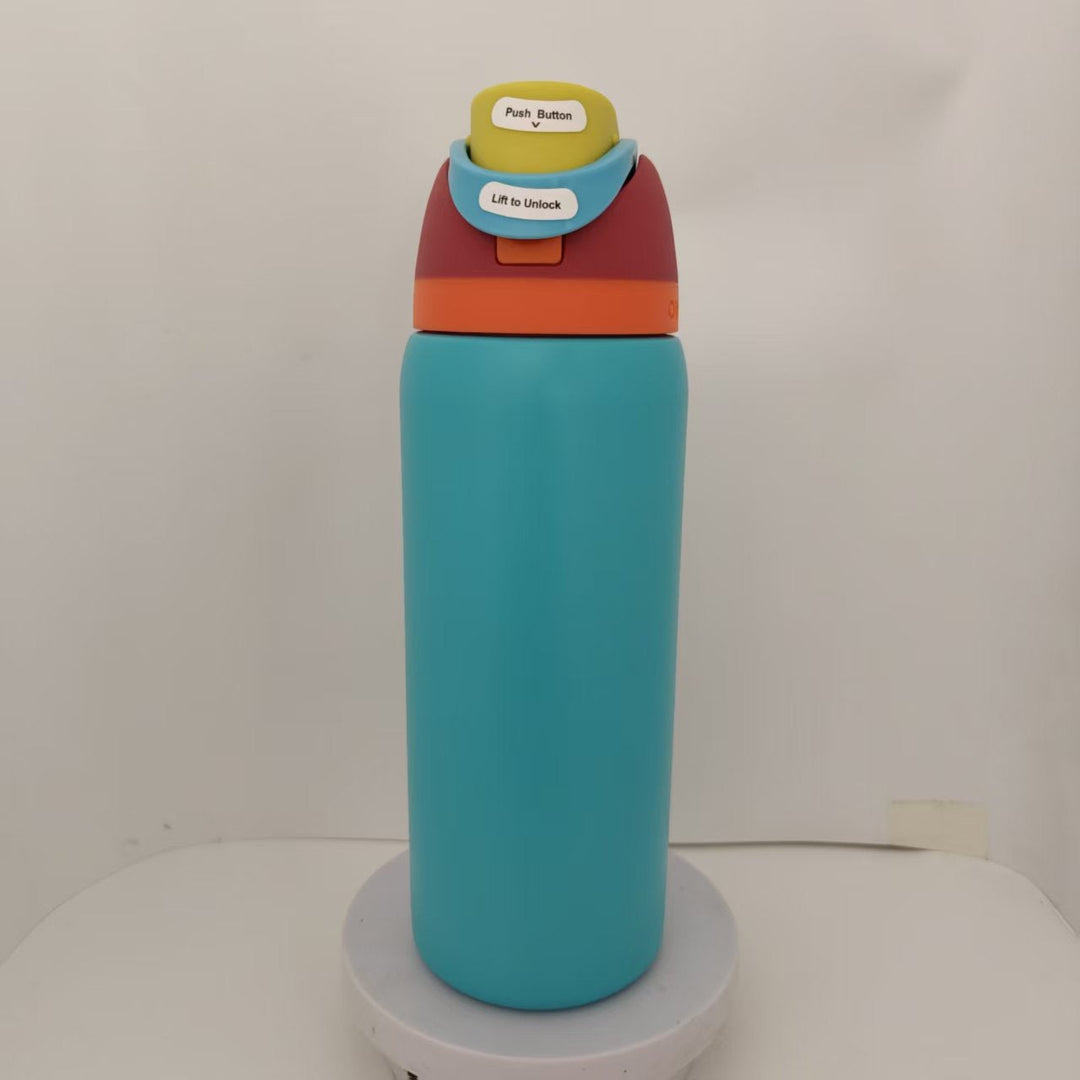 Double-Wall Vacuum Insulated Stainless Steel Travel Bottle With Flip Straw Leakproof Lid And Character Print