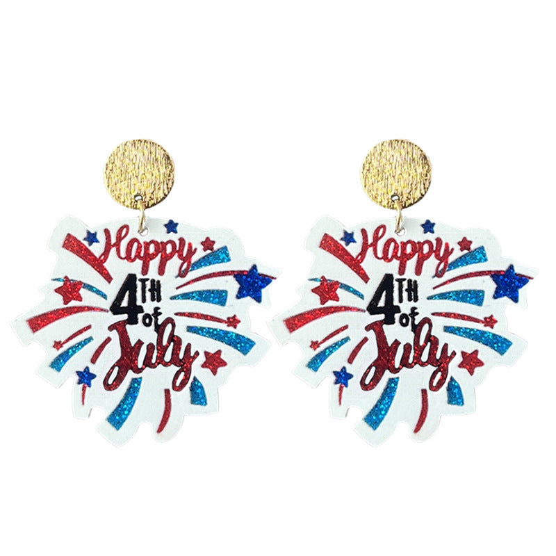 Women's shimmering statement earrings with star and fireworks design made of acrylic Kalsten