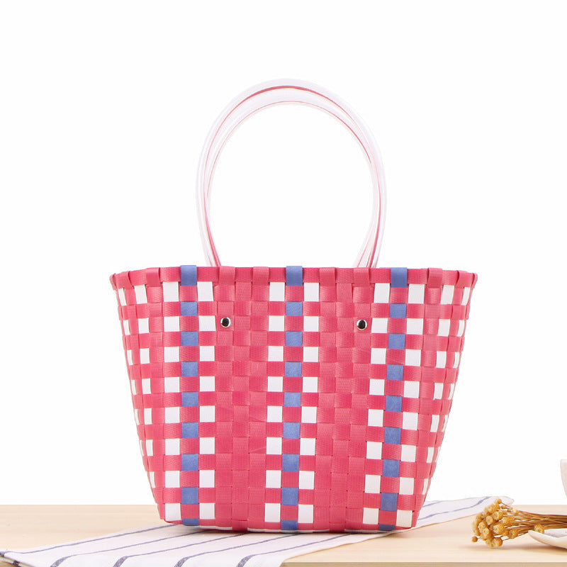 Braided shopping bag with colorful pattern Kalsten
