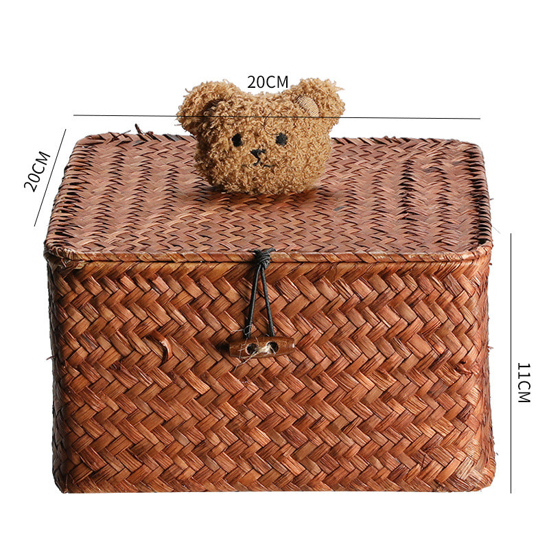 Woven Storage Box with Cute Lid Kalsten