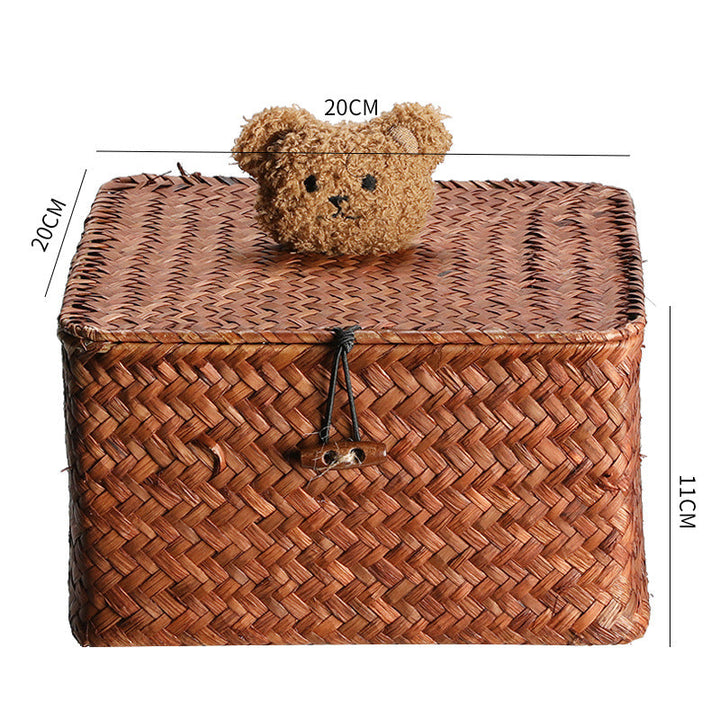 Woven Storage Box with Cute Lid Kalsten