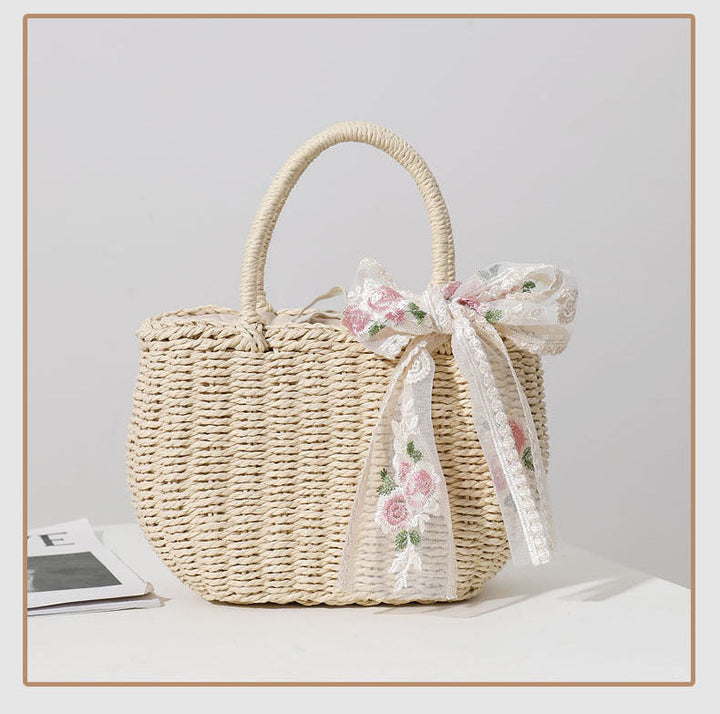 Elegant Bast bag with Floral Bow Detail Kalsten