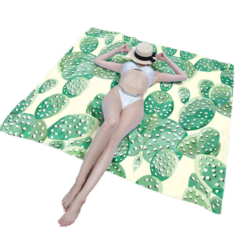 Beach blanket with floral cactus pattern Kalsten