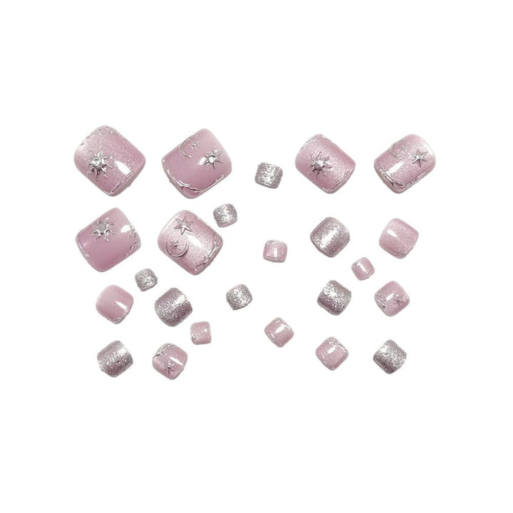 Nail art set with silver star and glitter accents Kalsten