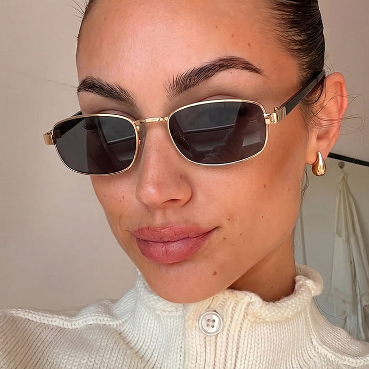 Women's elegant rectangular sunglasses with fine metal frame Kalsten
