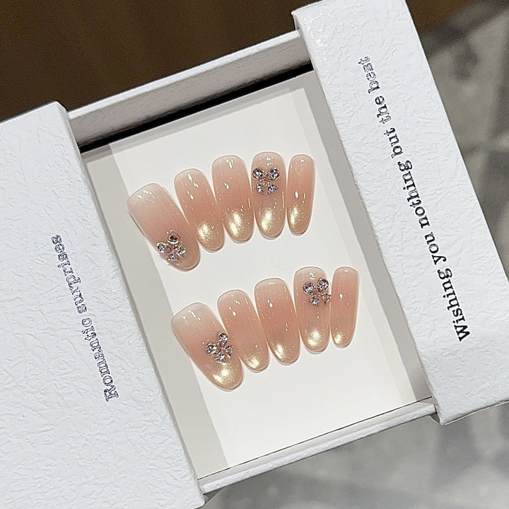 Elegant artificial nails with glitter and floral design Kalsten