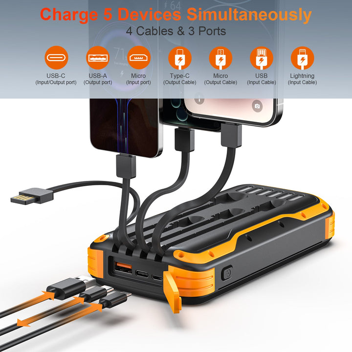 Solar Powerbank with Integrated LED Light and Multiple Charging Ports Kalsten