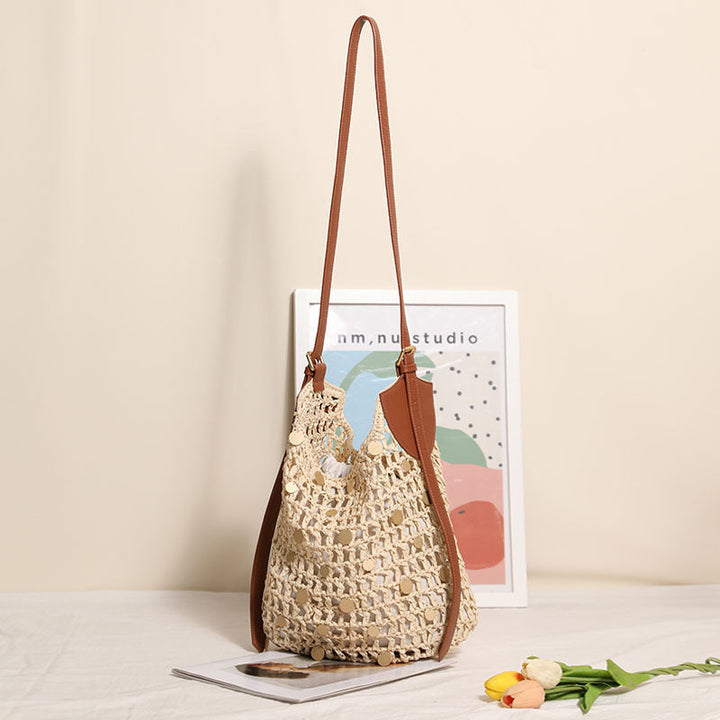 Hand-knotted shoulder bag with metal appliqués Kalsten