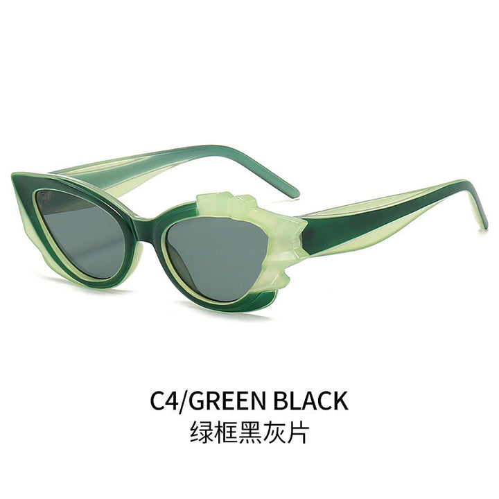 Ladies Cat-Eye Sunglasses with Eye-Catching Flower Frame Kalsten