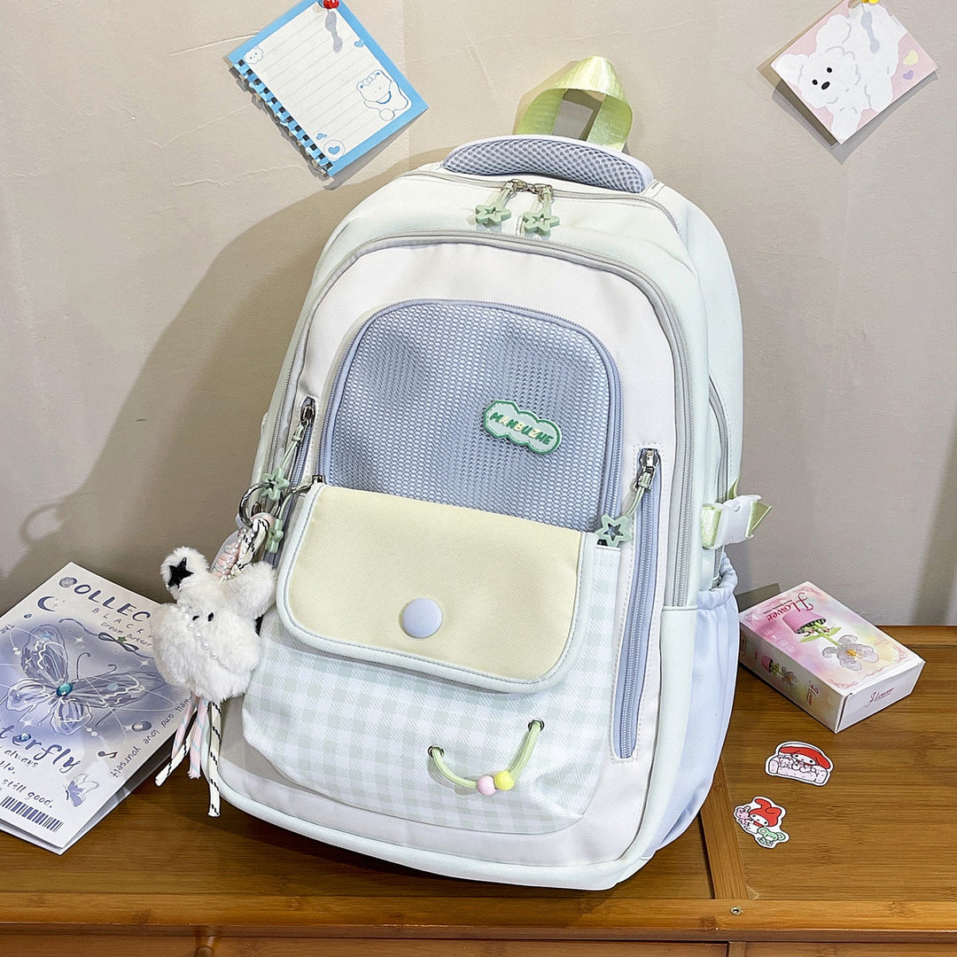 Playful Gingham Patterned School Backpack