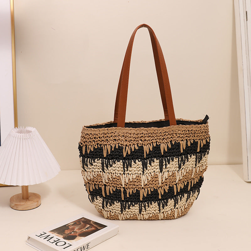 Braided tote bag with unique pattern mix Kalsten