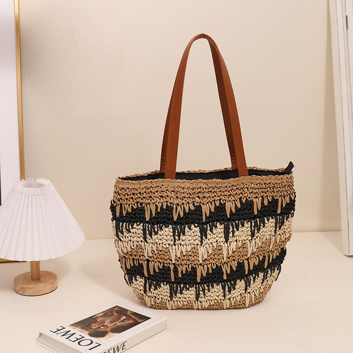 Braided tote bag with unique pattern mix Kalsten