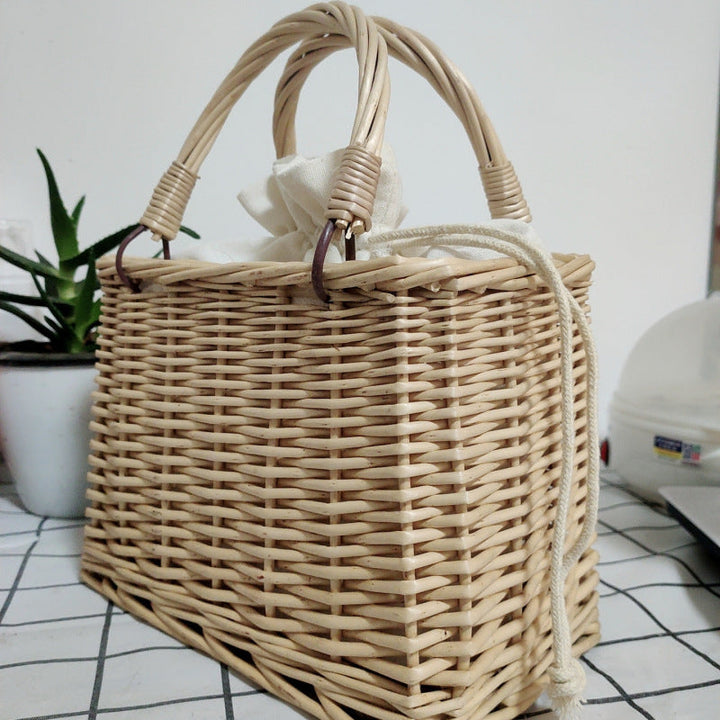 Women's handbag made of braided material with cotton drawstring closure Kalsten