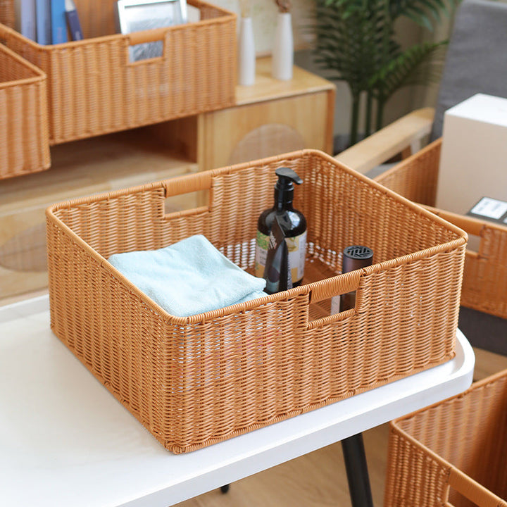 Handwoven Storage Basket with Cutout Handles Kalsten