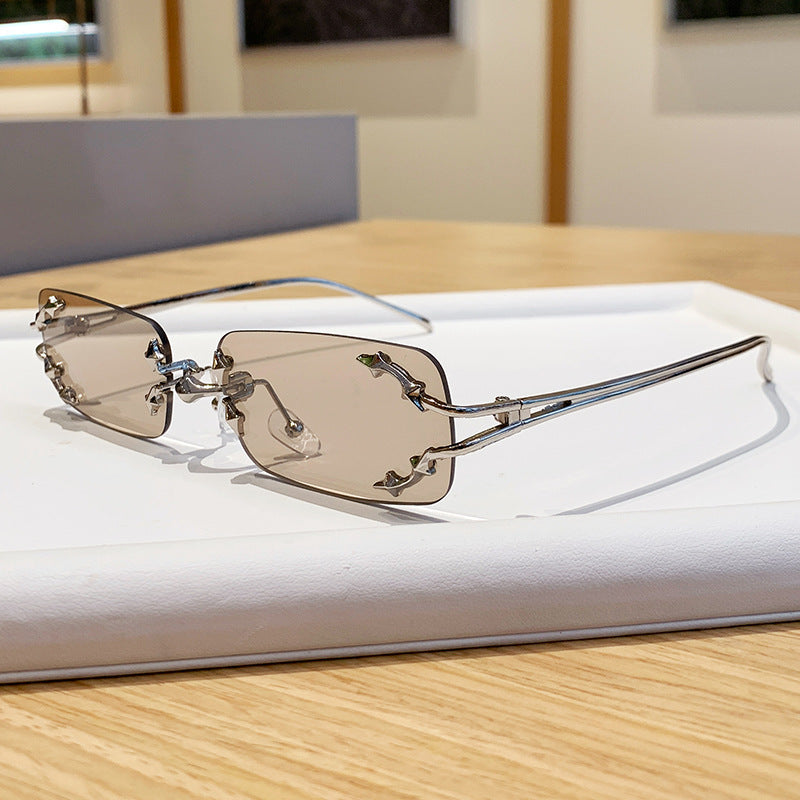 Women's fashionable sunglasses with delicate metal frame and transparent lenses Kalsten