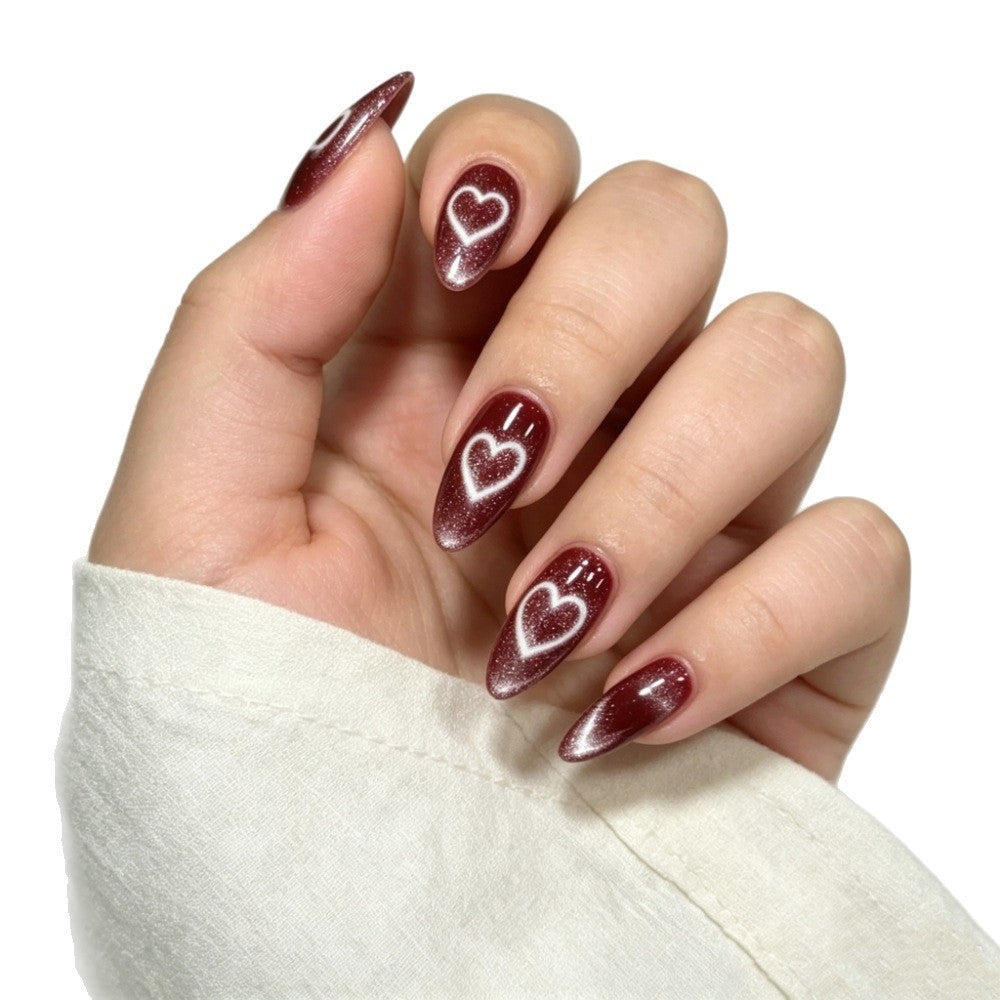 Artificial nails with luxurious heart design and shimmering finish Kalsten